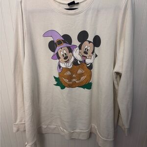 Lane Bryant Cream Sweatshirt with Halloween Cartoon Design